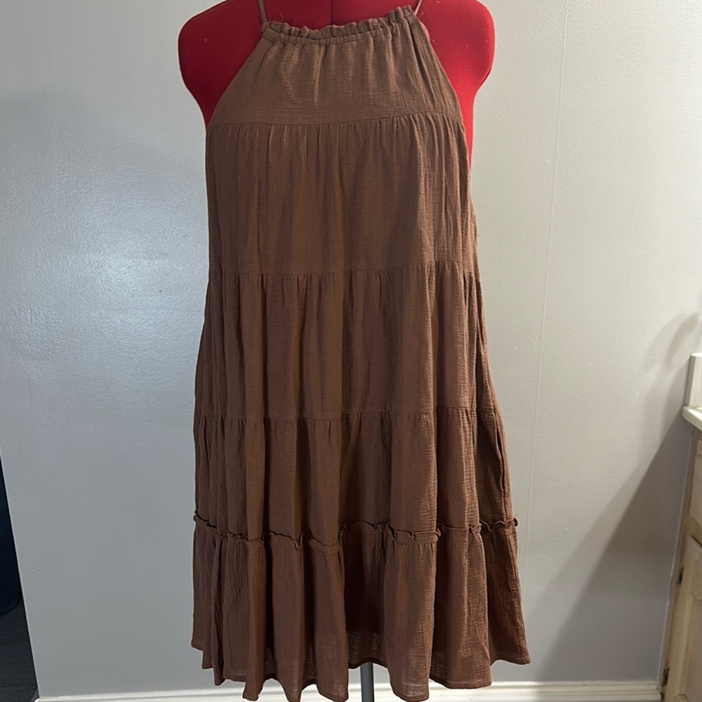 NWOT Wishlist Brown Tiered Dress sz M